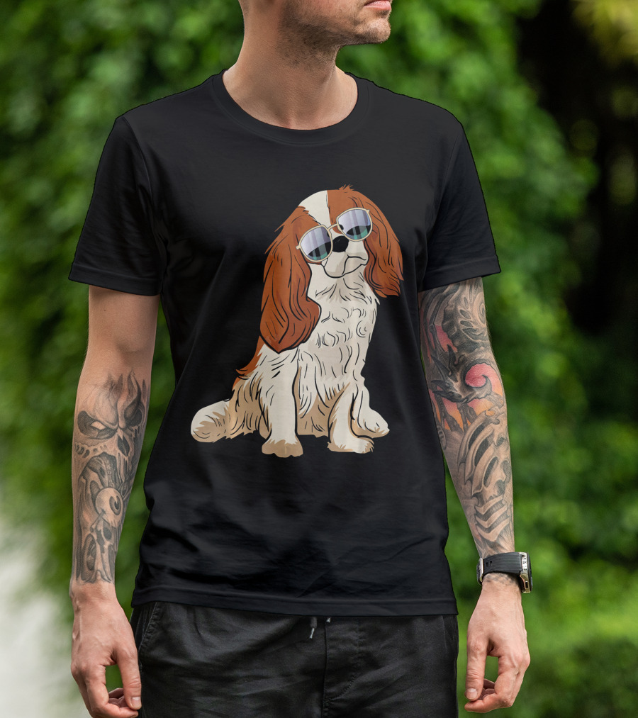 Cavalier King Charles Spaniel Dog With Sunglasses T-Shirt