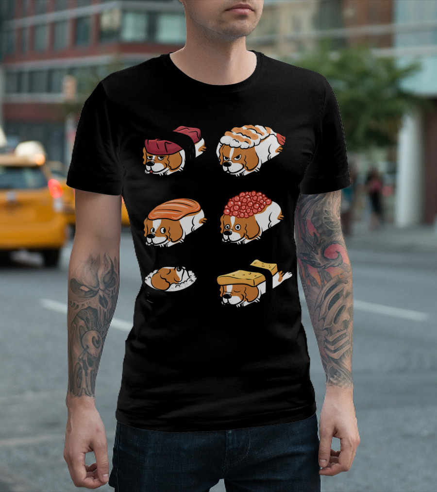 Cavalier King Charles Spaniel Nigiri Sushi Roll Variations T-Shirt