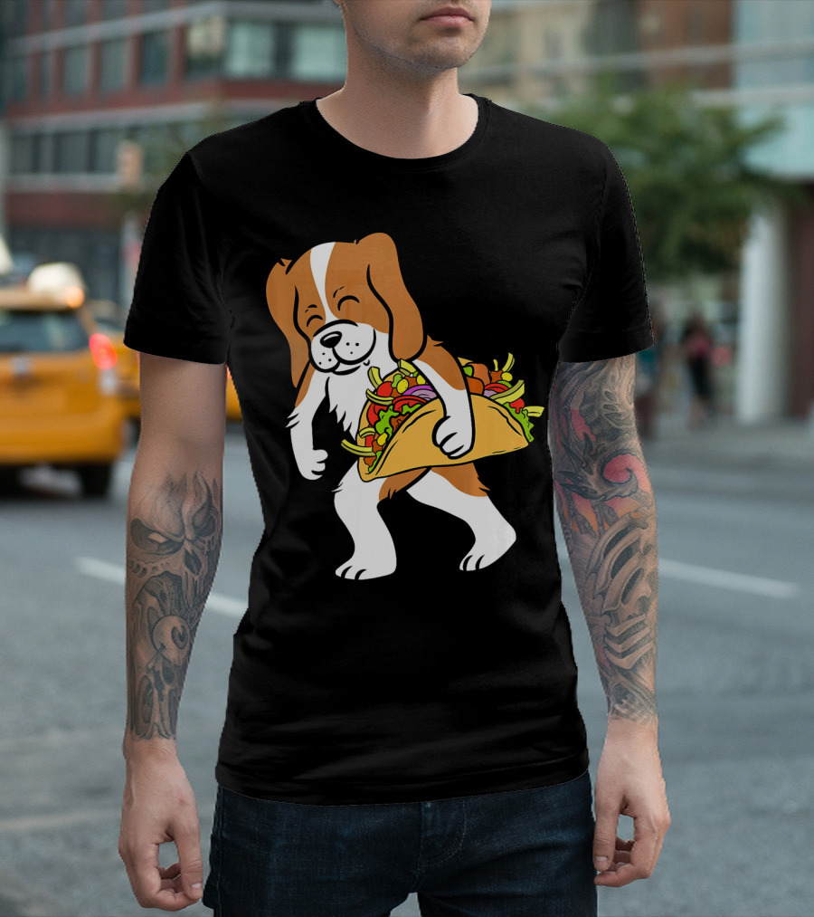 Cavalier King Charles Spaniel Carrying Taco With Vegetables T-Shirt