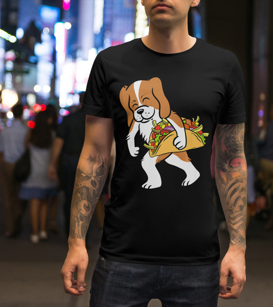 Cavalier King Charles Spaniel Carrying Taco With Vegetables T-Shirt