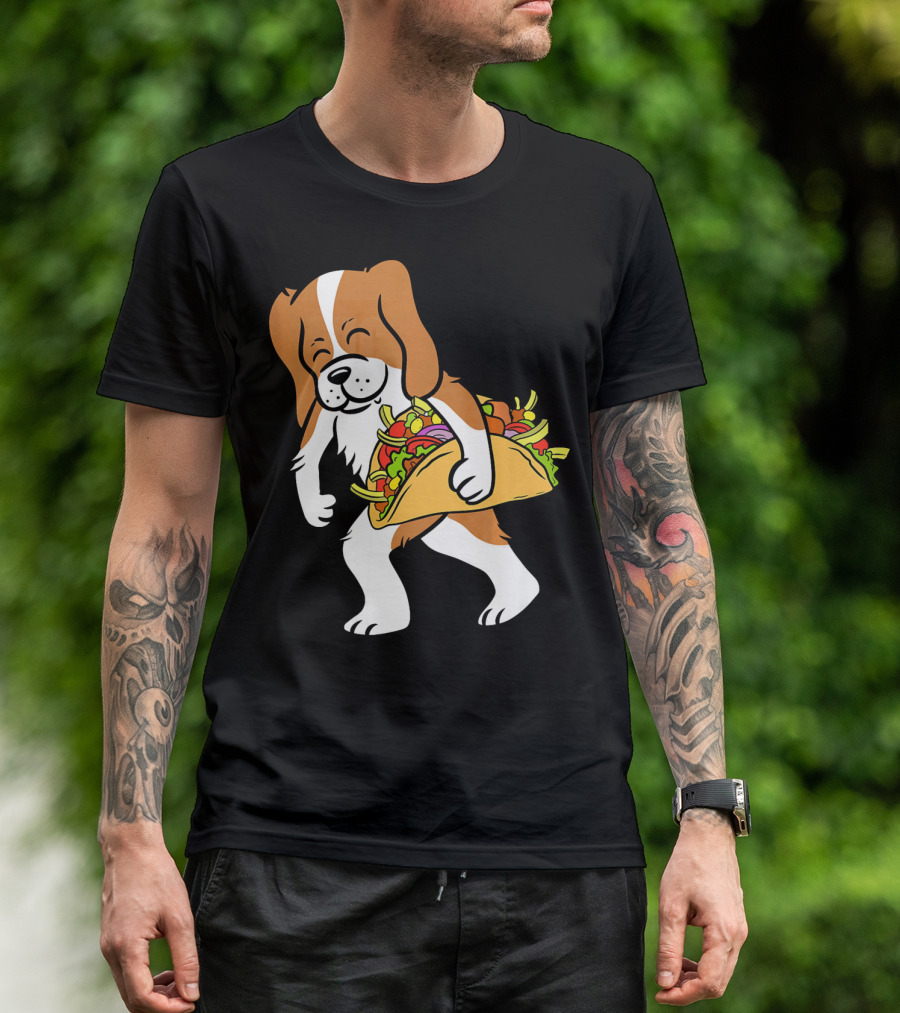 Cavalier King Charles Spaniel Carrying Taco With Vegetables T-Shirt