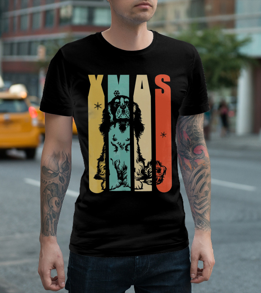 Xmas Cavalier King Dog Vintage T-Shirt