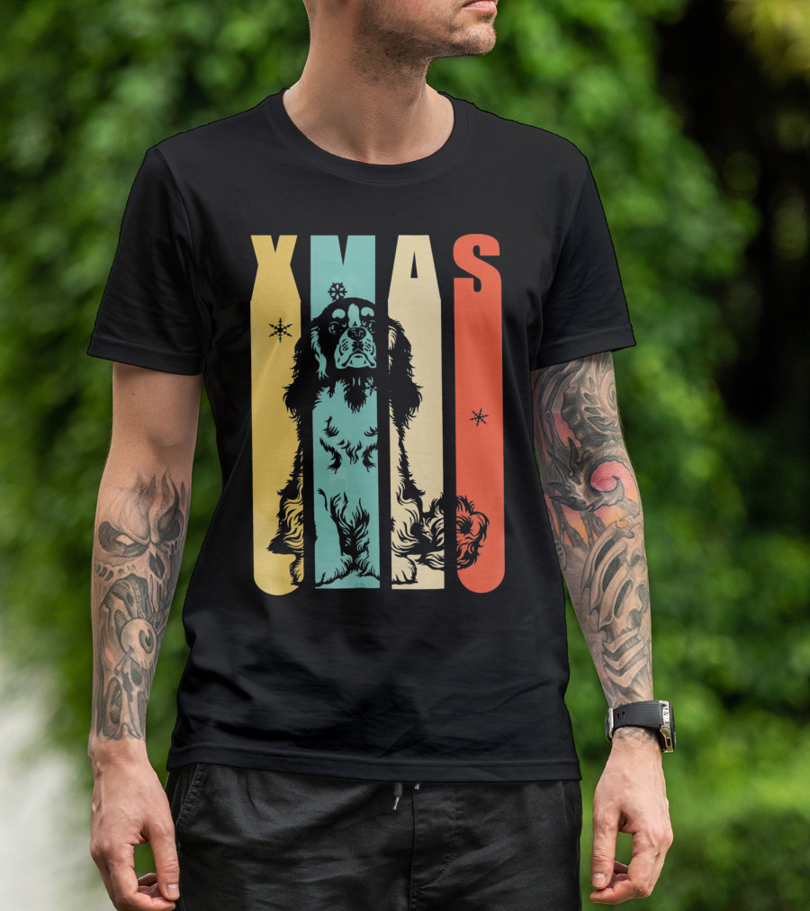 Xmas Cavalier King Dog Vintage T-Shirt