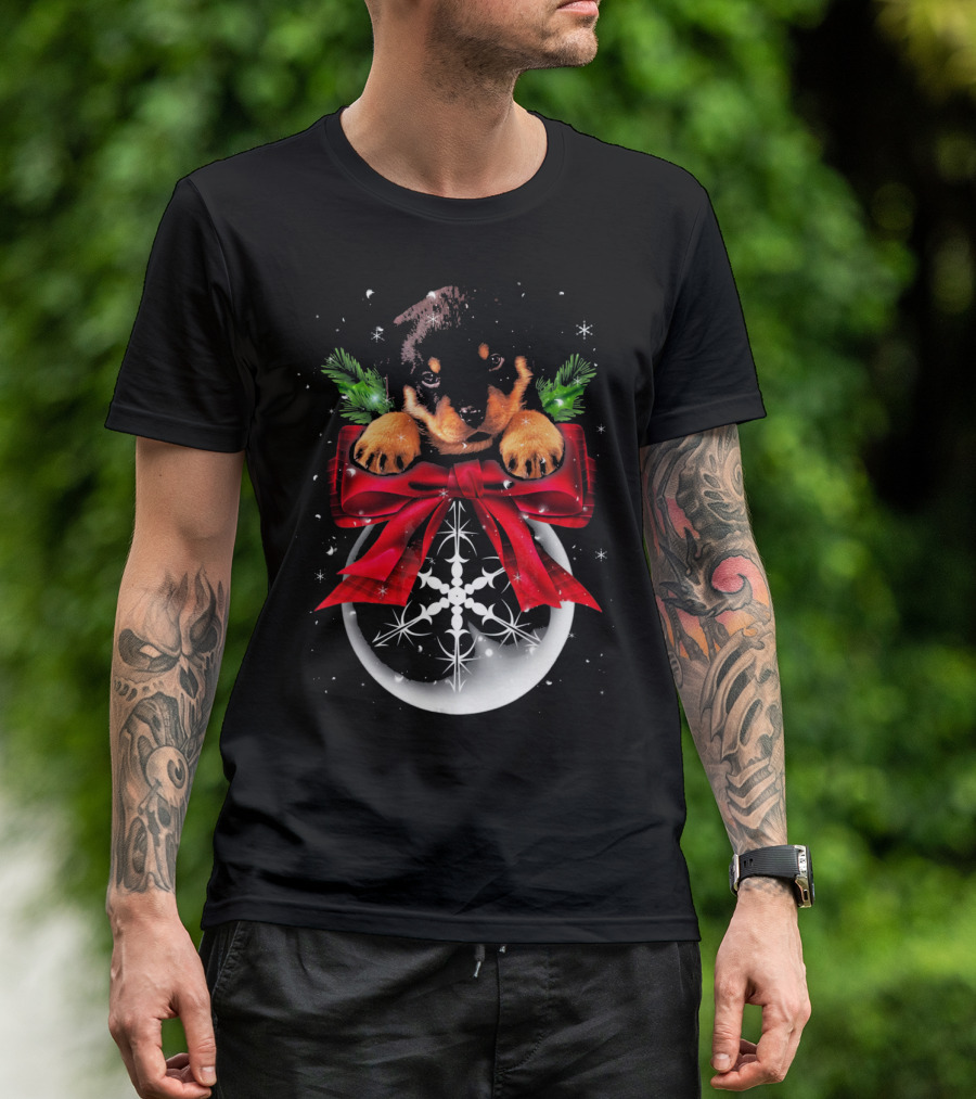 Rottweiler Puppy Christmas Bauble Snowflake Noel T-Shirt