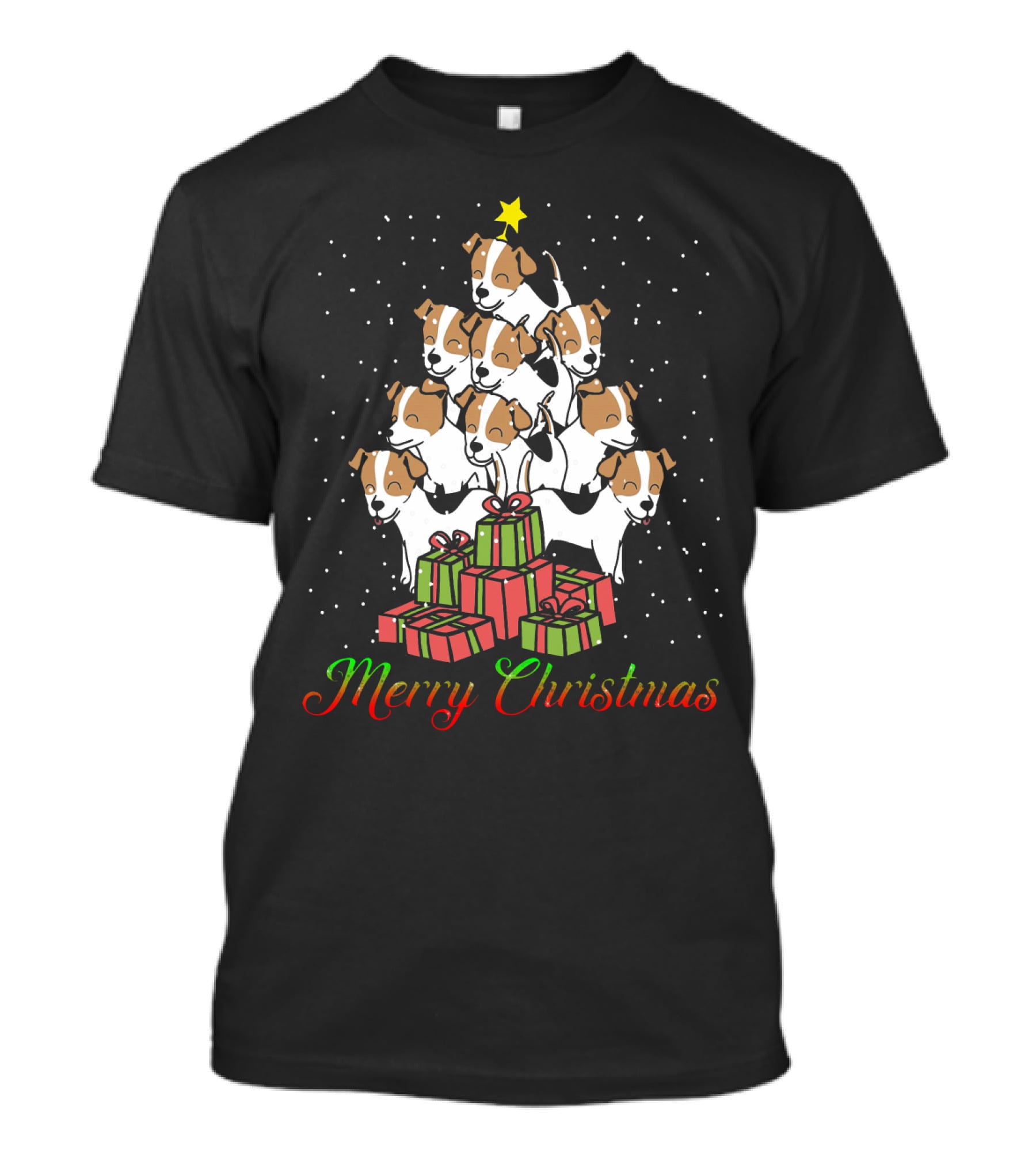 Merry Christmas Jack Russell Terrier Tree With Gifts T-Shirt