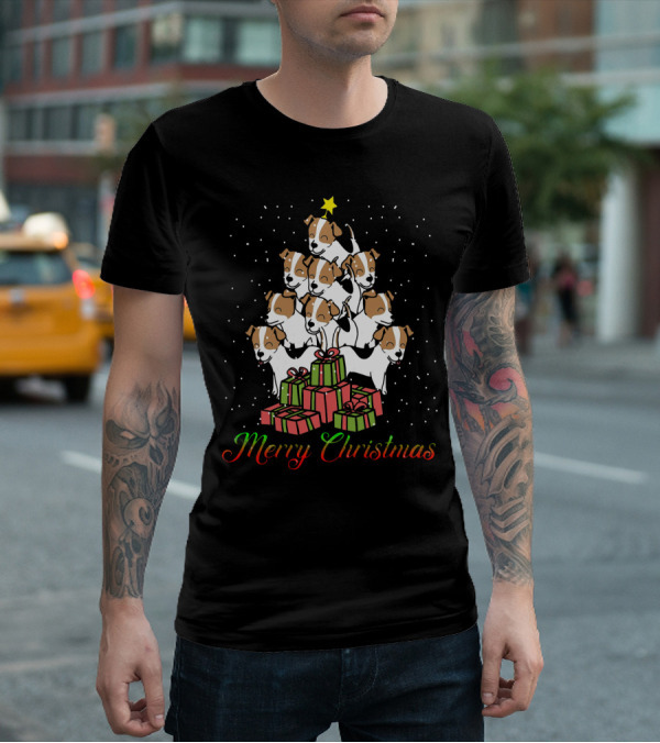 Merry Christmas Jack Russell Terrier Tree With Gifts T-Shirt