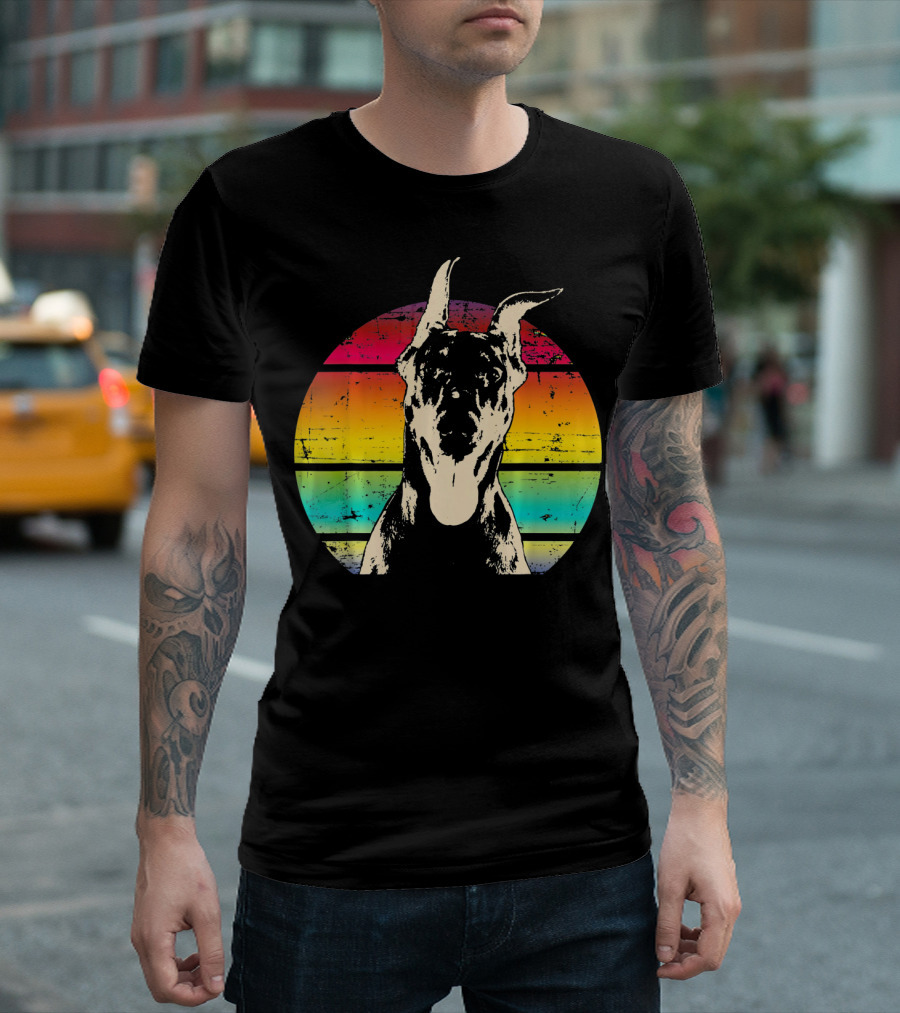Retro Sunset Doberman Pinscher T-Shirt