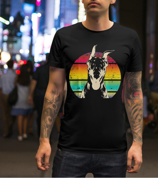 Retro Sunset Doberman Pinscher T-Shirt