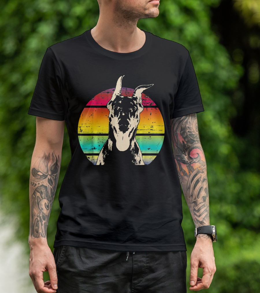 Retro Sunset Doberman Pinscher T-Shirt