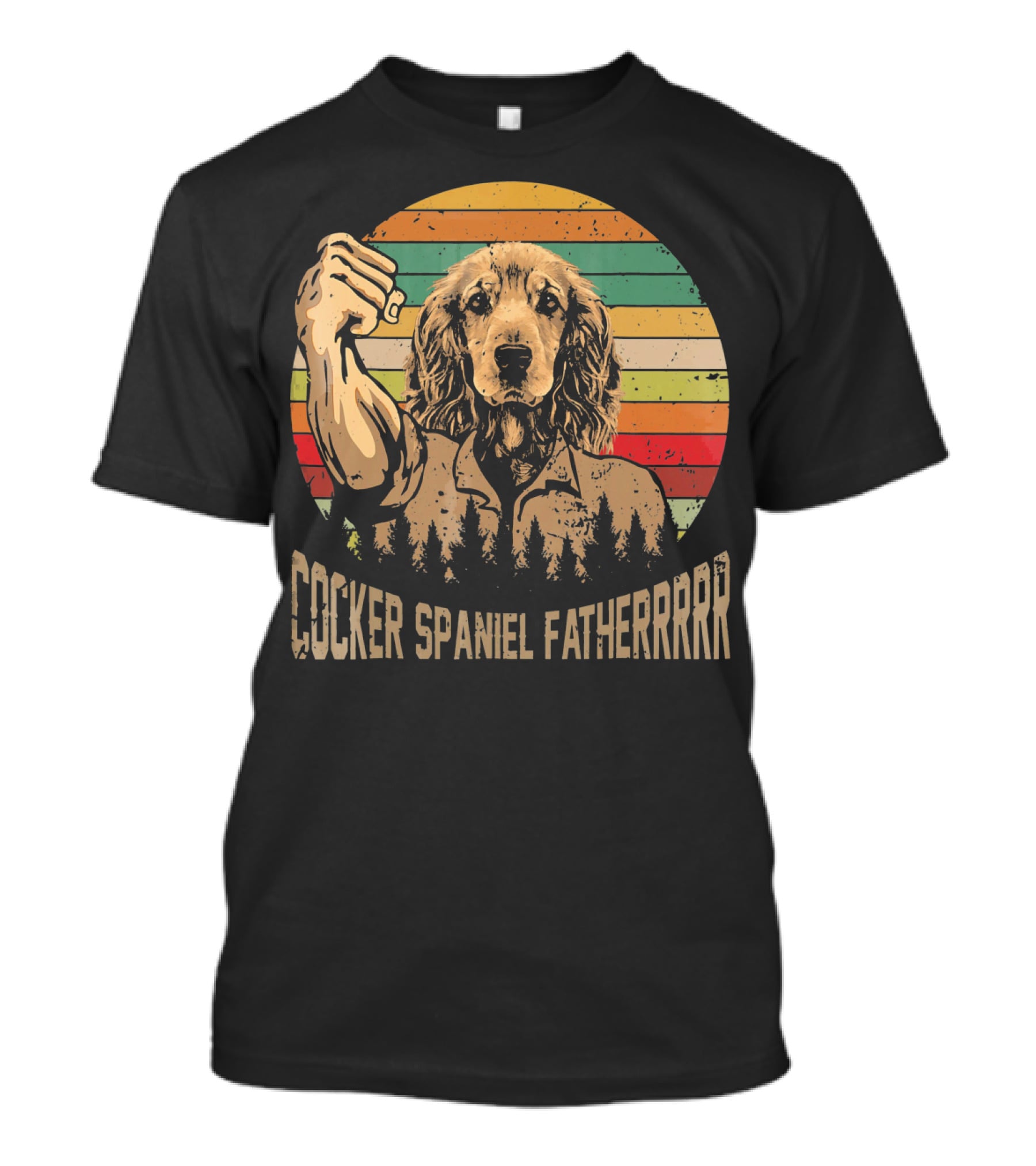 Cocker Spaniel Fatherrrr Retro Dog T-Shirt