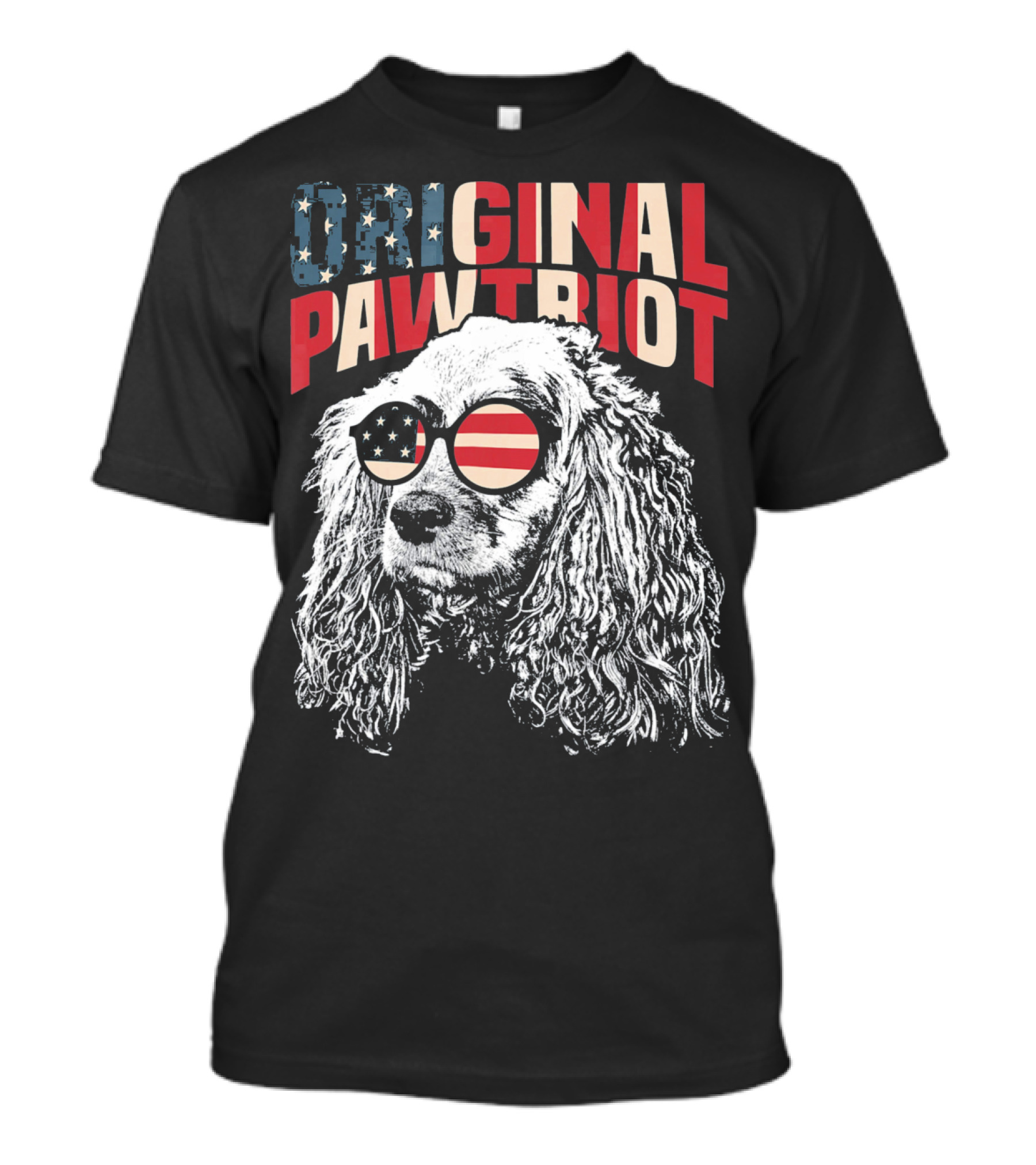 Cocker Spaniel Original Pawtriot American Flag July 4th Funny T-Shirt