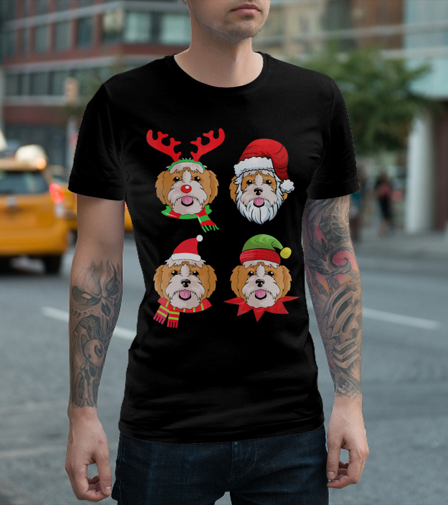 Cute Shih Tzu Christmas Santa Dog Reindeer Holiday Hats T-Shirt