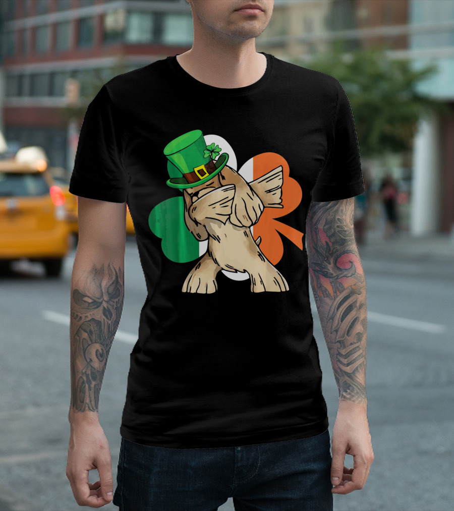 Dabbing Cocker Spaniel Irish Flag Shamrock St. Patrick's Day T-Shirt