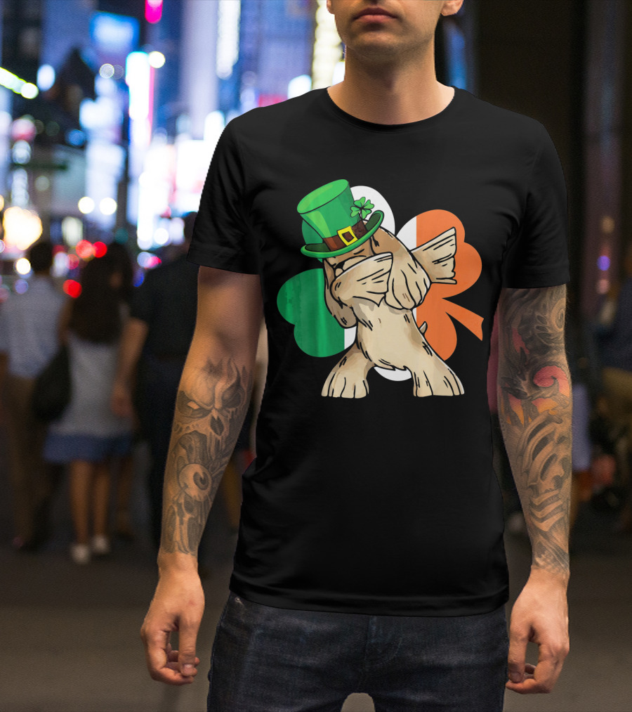 Dabbing Cocker Spaniel Irish Flag Shamrock St. Patrick's Day T-Shirt