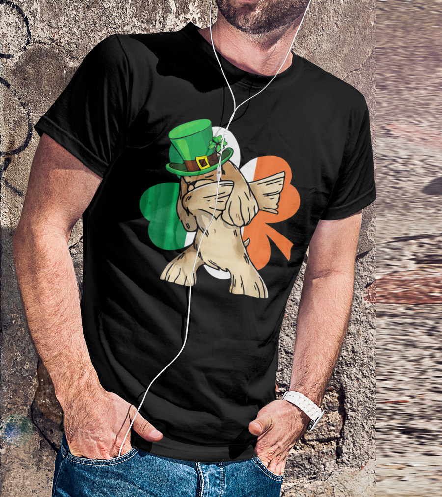 Dabbing Cocker Spaniel Irish Flag Shamrock St. Patrick's Day T-Shirt