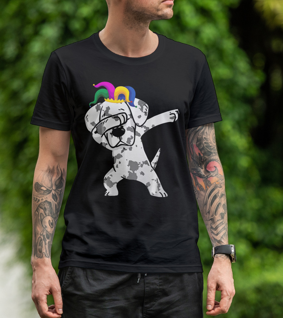 Dabbing Great Dane Jester Hat Mardi Gras Dance Fun T-Shirt
