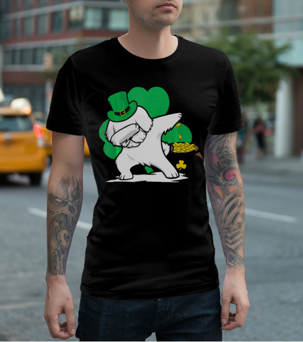 Maltese Dog Dabbing Leprechaun Dance St Patricks Day T-Shirt