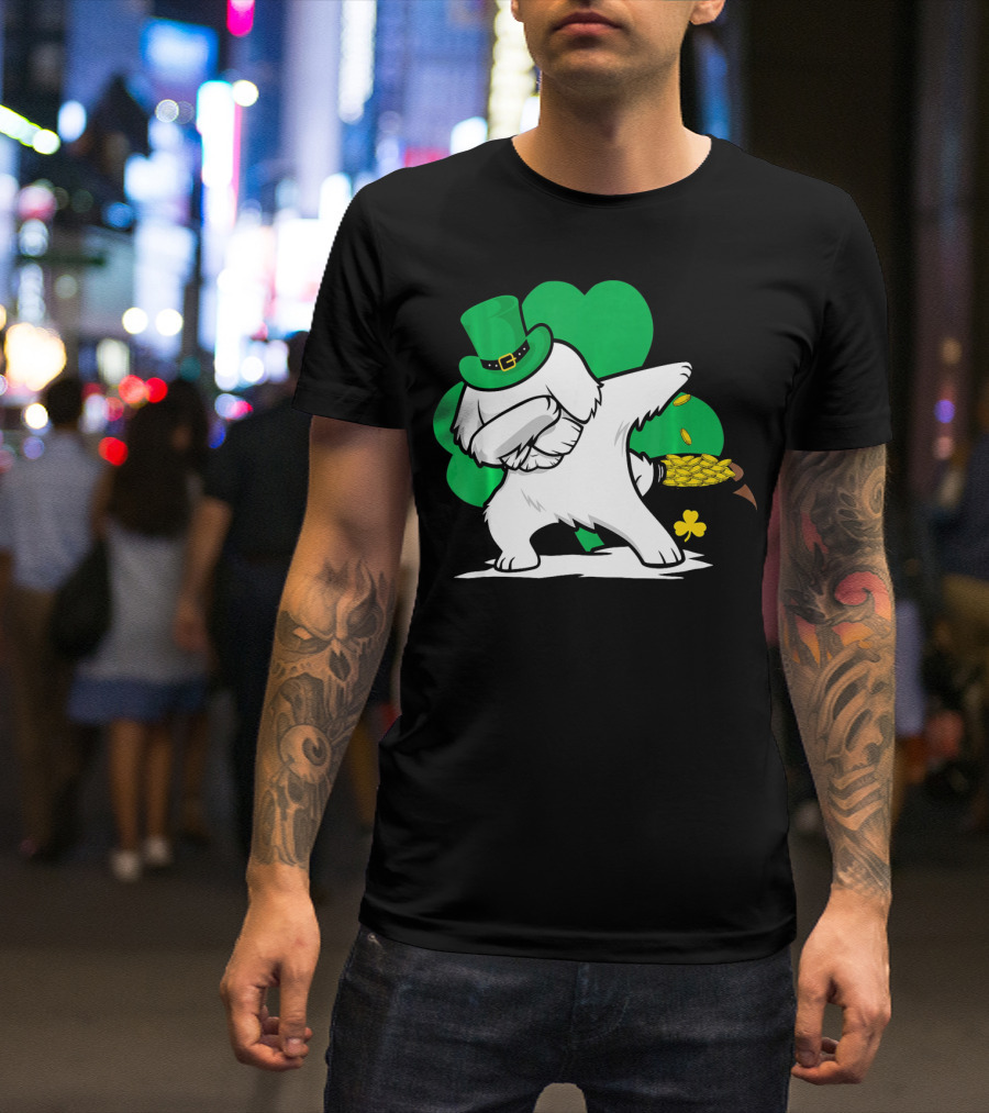 Maltese Dog Dabbing Leprechaun Dance St Patricks Day T-Shirt