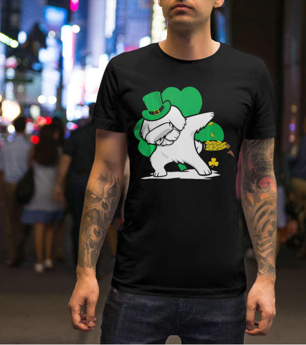 Maltese Dog Dabbing Leprechaun Dance St Patricks Day T-Shirt