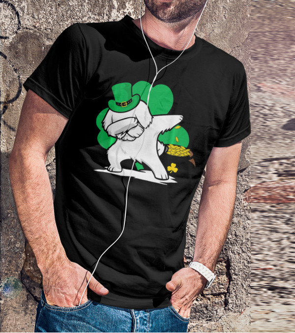 Maltese Dog Dabbing Leprechaun Dance St Patricks Day T-Shirt