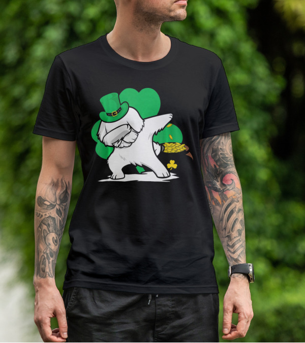 Maltese Dog Dabbing Leprechaun Dance St Patricks Day T-Shirt