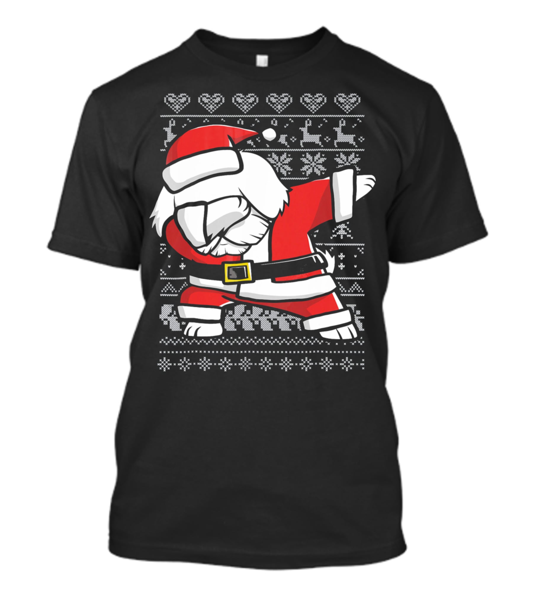 Maltese Santa Dab Reindeer Snowflakes Hearts Ugly T-Shirt