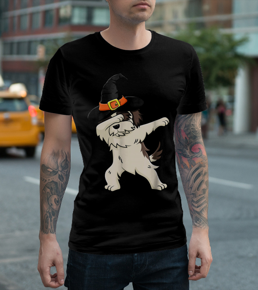 Dabbing Shih Tzu In Witch Hat Halloween T-Shirt