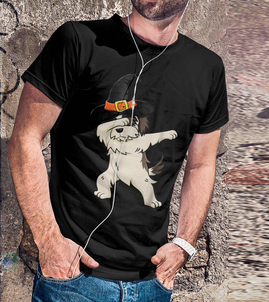Dabbing Shih Tzu In Witch Hat Halloween T-Shirt