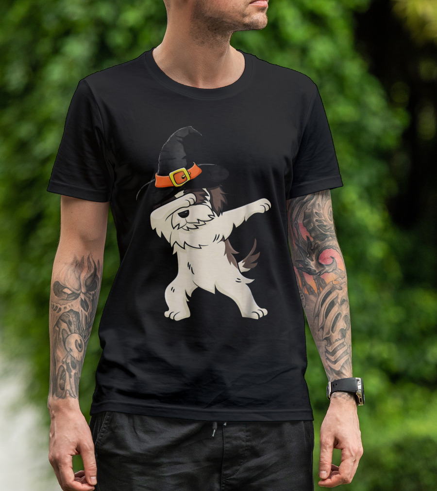 Dabbing Shih Tzu In Witch Hat Halloween T-Shirt
