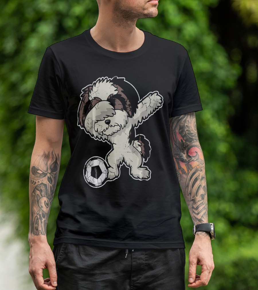 Dabbing Shih Tzu Soccer Dog With Ball T-Shirt