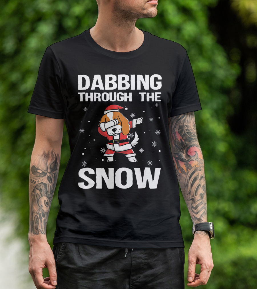 Dabbing Through The Snow Cavalier King Santa Dance T-Shirt