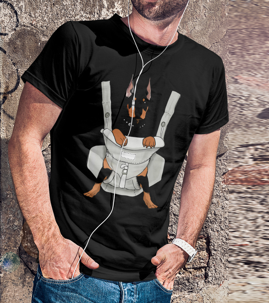 Carrier Doberman With Cartoon Baby Harness T-Shirt