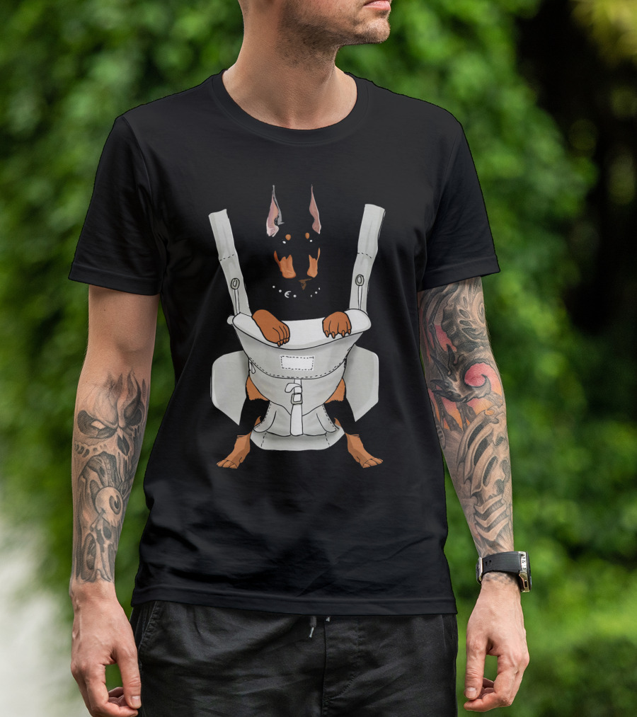 Carrier Doberman With Cartoon Baby Harness T-Shirt