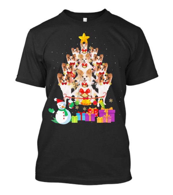 Dog Christmas Papillon Xmas Tree Snowman Gifts Holiday T-Shirt