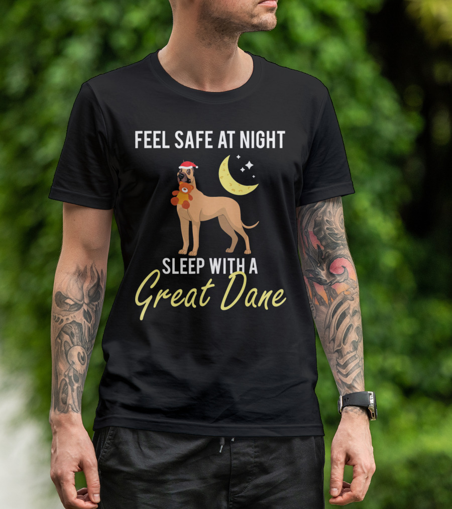 Feel Safe At Night With A Great Dane Under The Moon And Stars T-Shirt