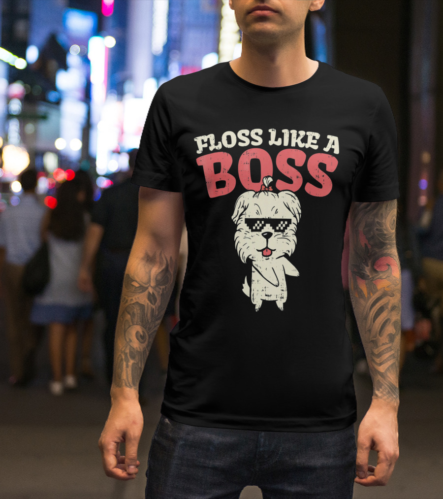 Floss Like A Boss Dance Flossing Shih Tzu With Sunglasses T-Shirt