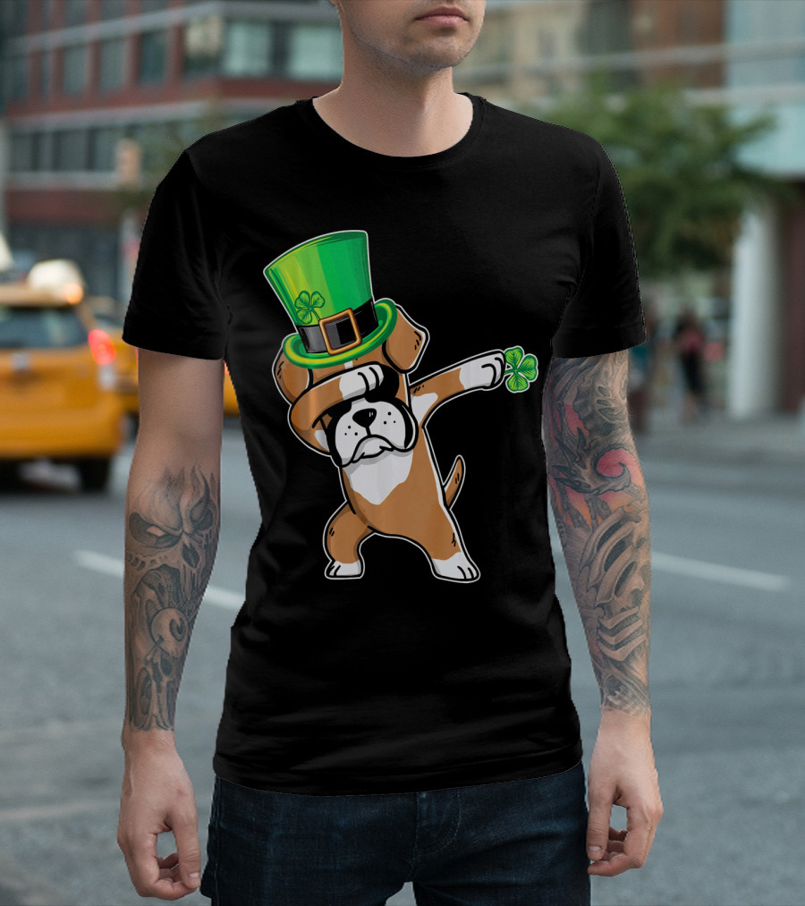 Funny Boxer Dog Dabbing St. Patrick's Day Dance T-Shirt
