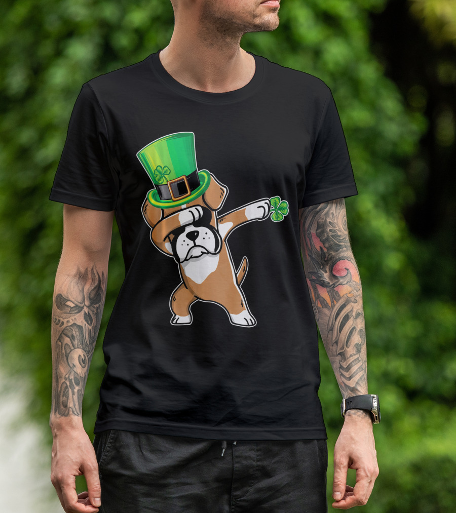 Funny Boxer Dog Dabbing St. Patrick's Day Dance T-Shirt