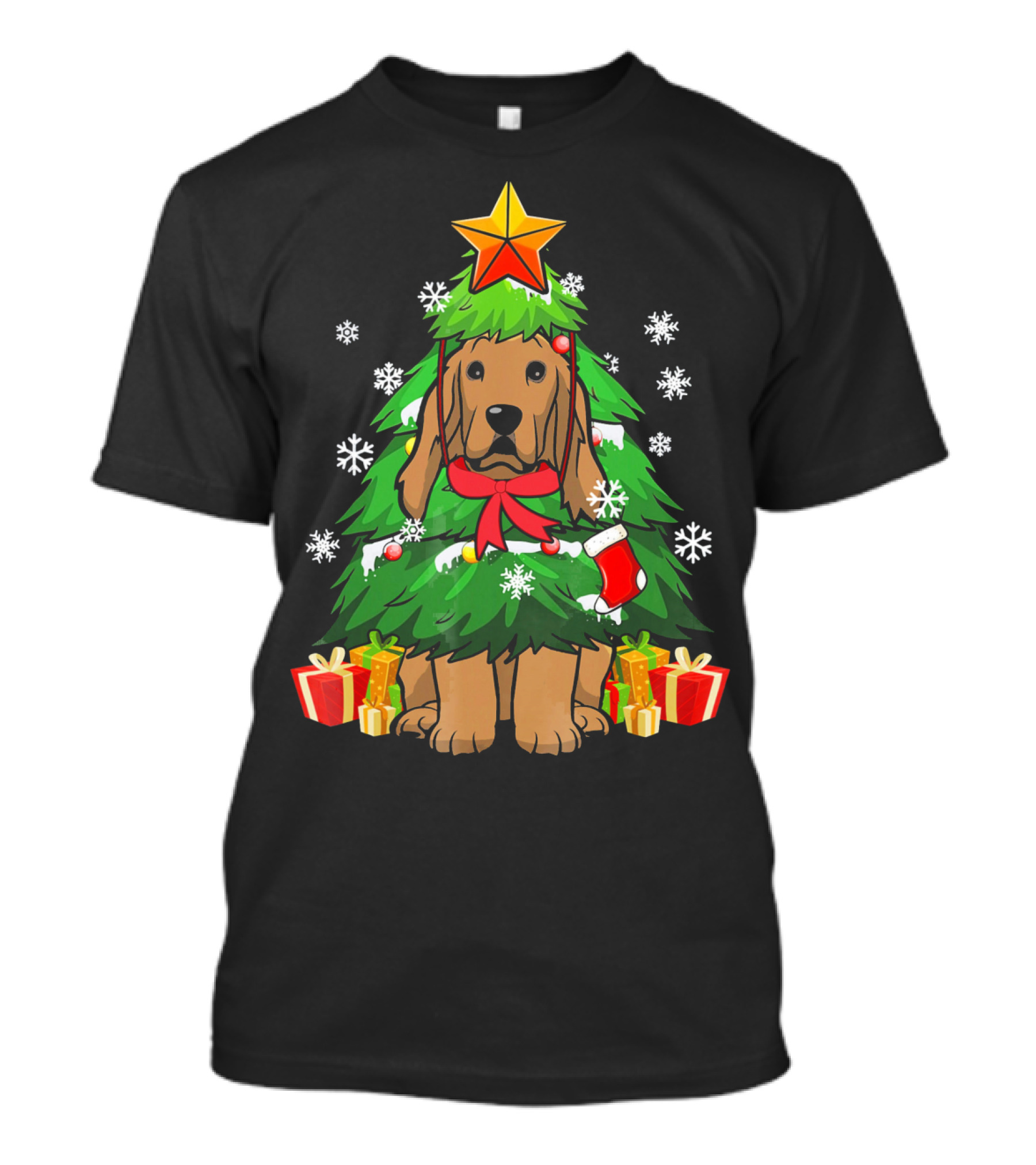 Cocker Spaniel Christmas Tree With Gifts And Snowflakes T-Shirt