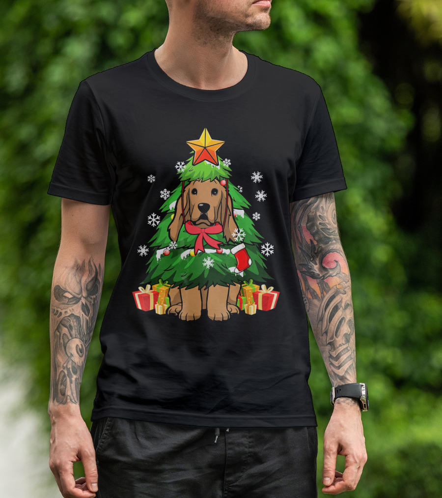 Cocker Spaniel Christmas Tree With Gifts And Snowflakes T-Shirt