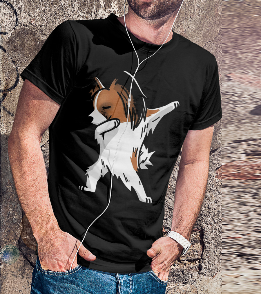 Funny Dancing Papillon Dog Birthday Celebration Party T-Shirt