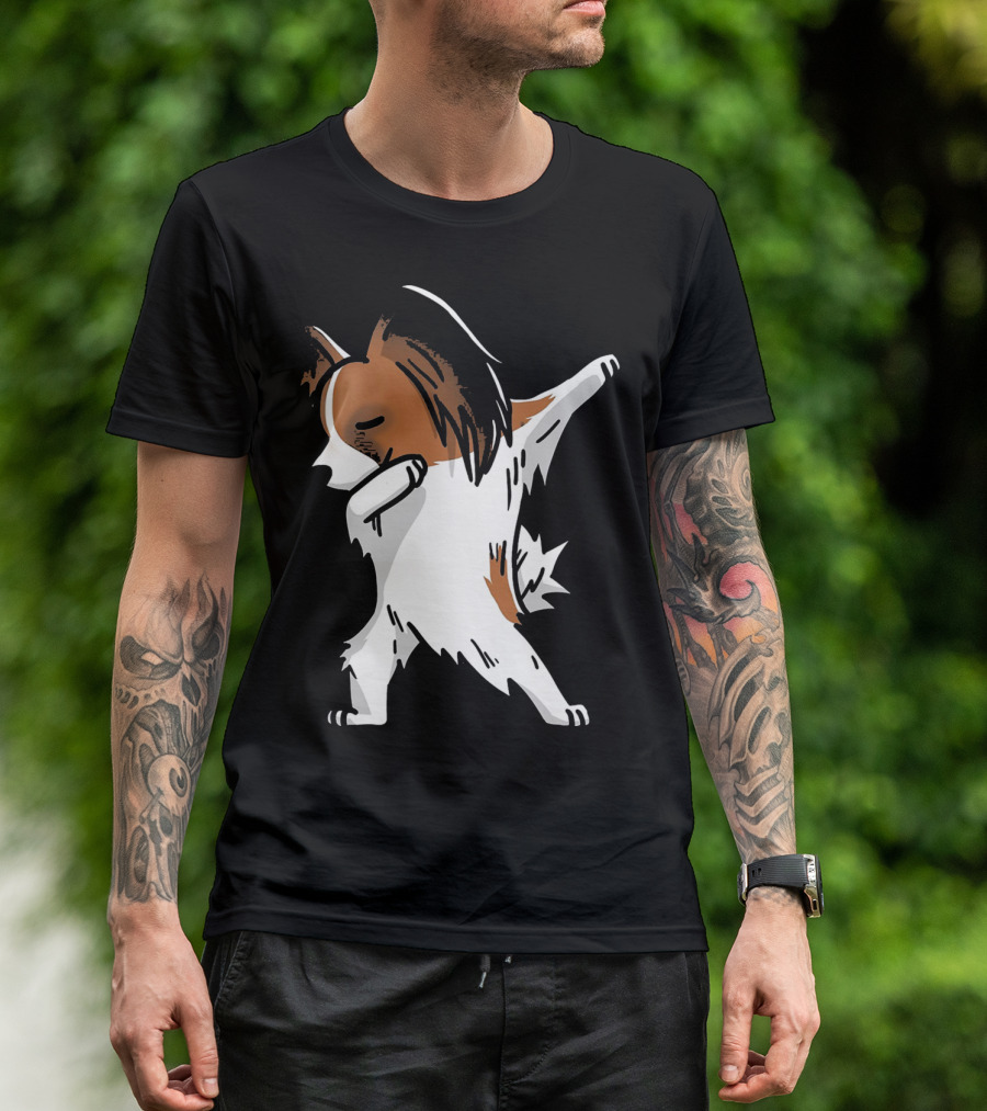 Funny Dancing Papillon Dog Birthday Celebration Party T-Shirt