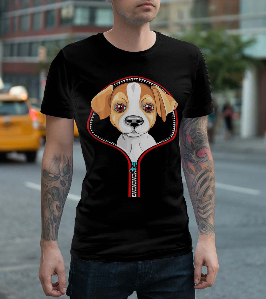 Funny Jack Russell Puppy in Zipper T-Shirt