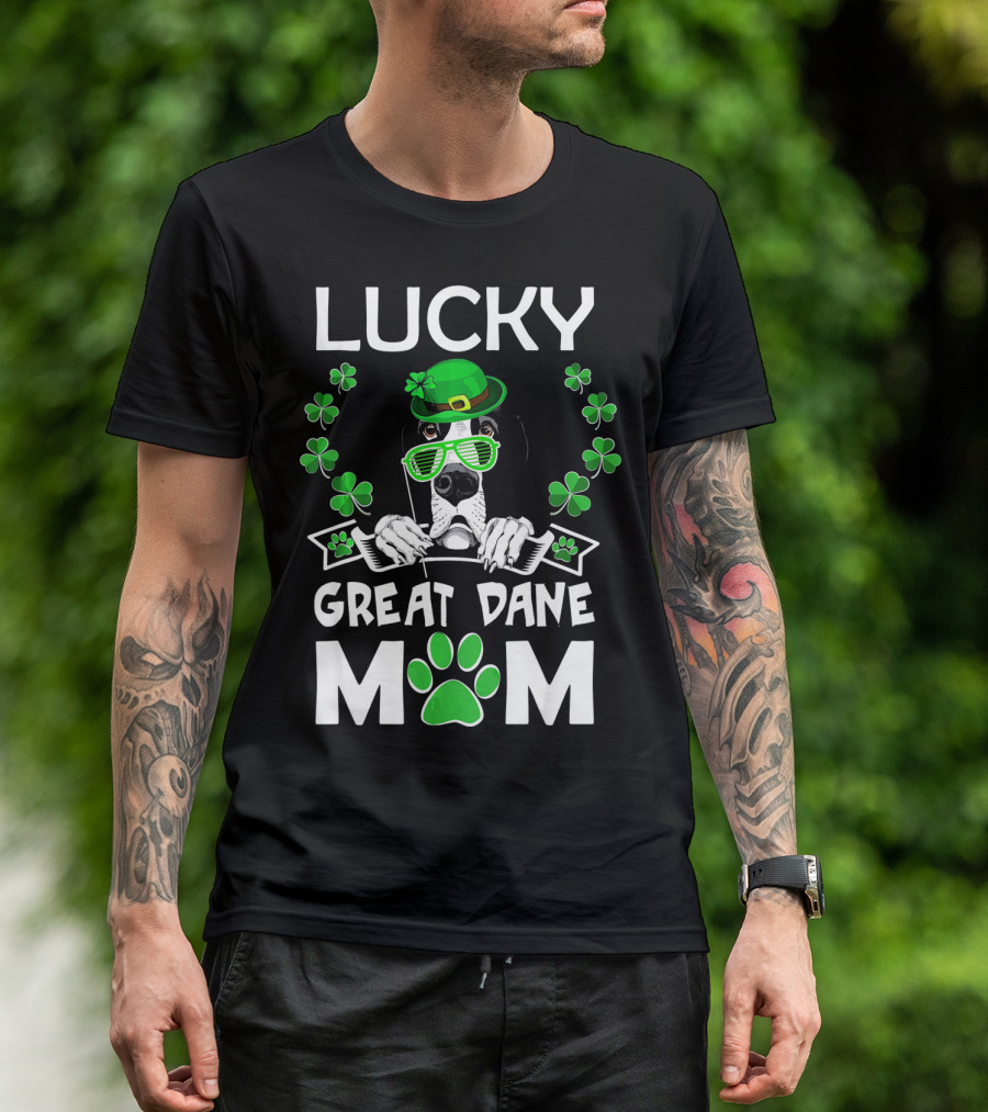 Lucky Great Dane Mom St Patricks Day Fun T-Shirt