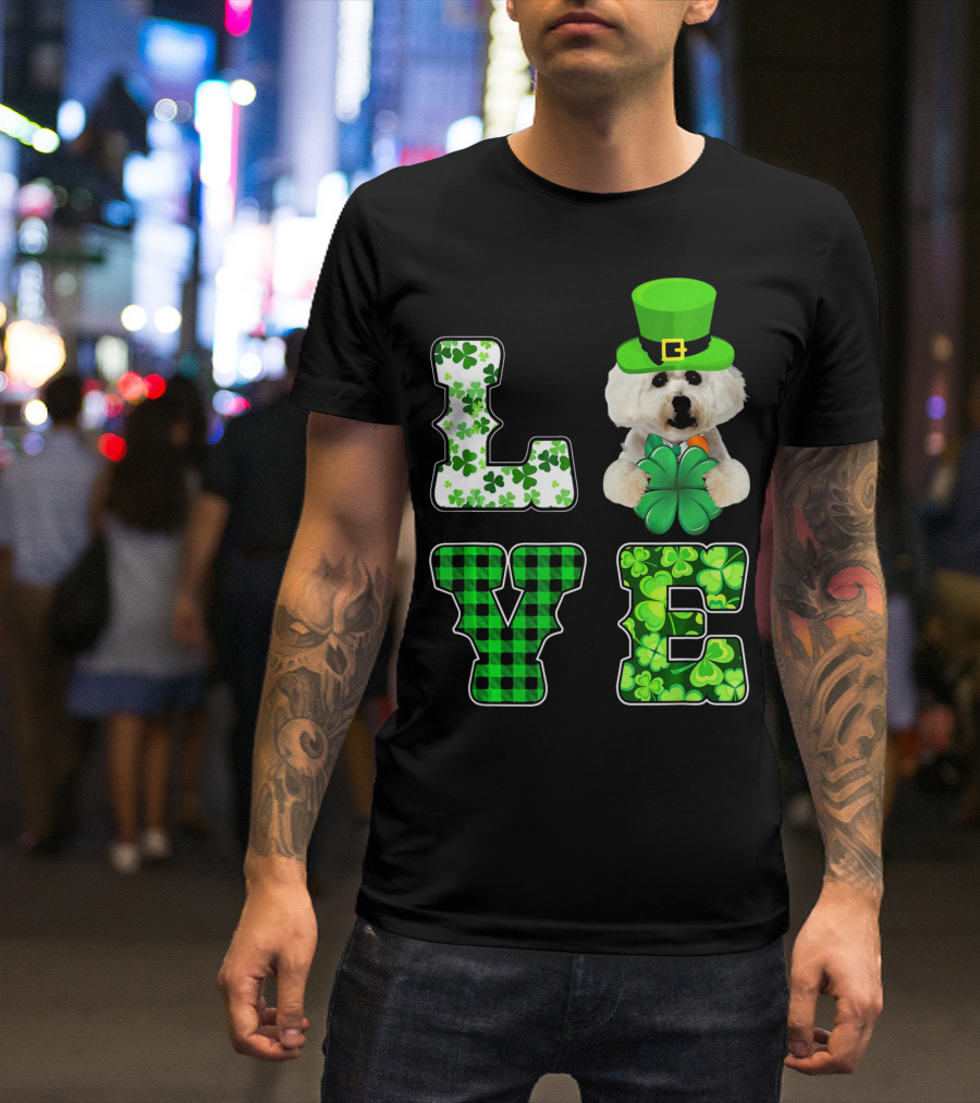 Funny St Patricks Day Maltese Love Shamrock Clovers T-Shirt