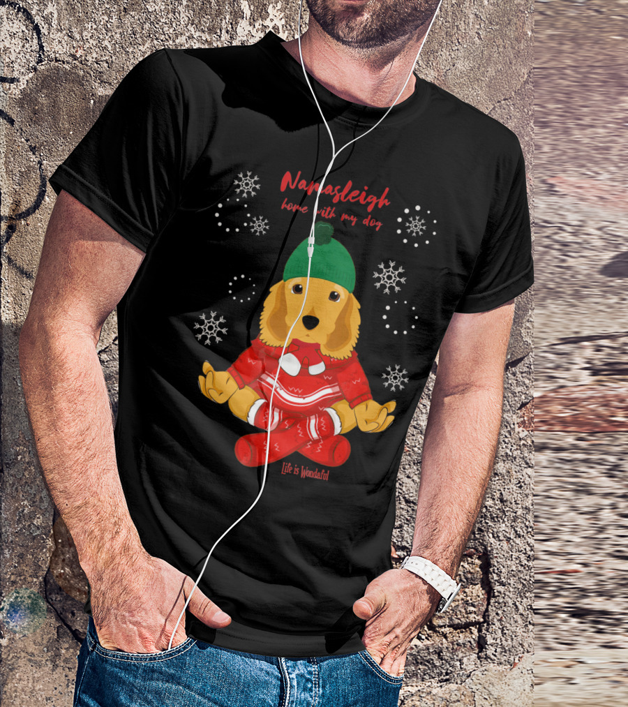 Namasleigh Cocker Spaniel Love Christmas Yoga Dog Life Is Wonderful T-Shirt