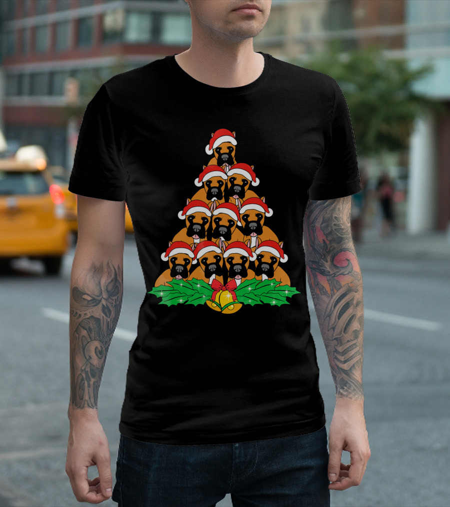 Great Dane Christmas Santa Hat Tree Dog Xmas Lover T-Shirt
