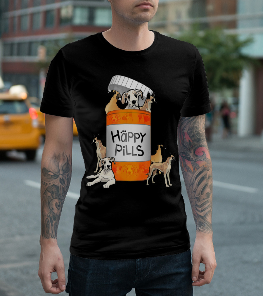 Great Dane Dog Happy Pills Prescription Bottle T-Shirt
