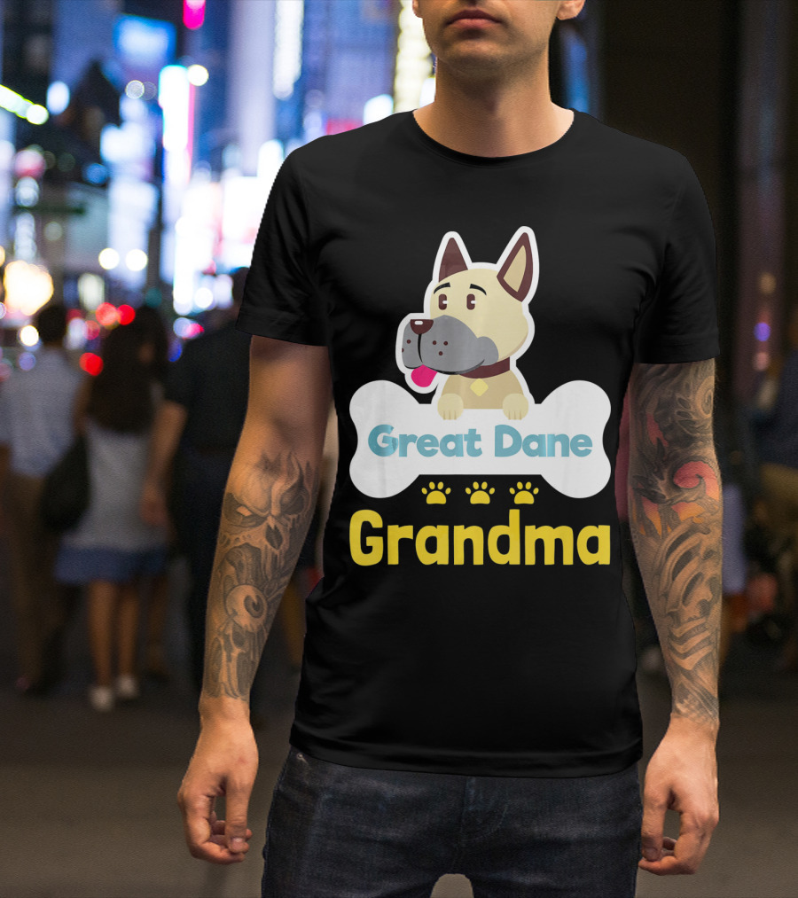 Great Dane Grandma Dog Bone With Paw Prints T-Shirt