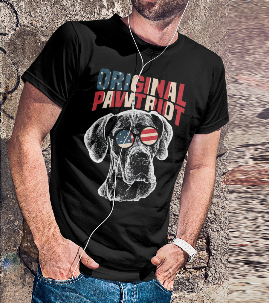 Original Pawtriot Great Dane USA Flag Funny July T-Shirt